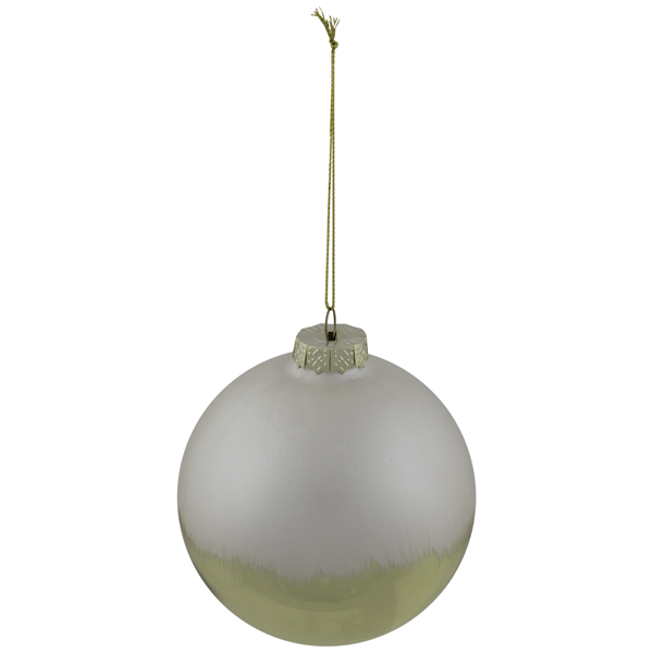 Northlight Brushed White & Gold Glass Ball Christmas Ornament