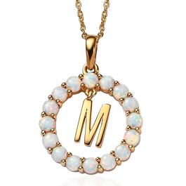 Gemstone Classics&#40;tm&#41; 3mm Lab Created Milky Opal Initial M Pendant