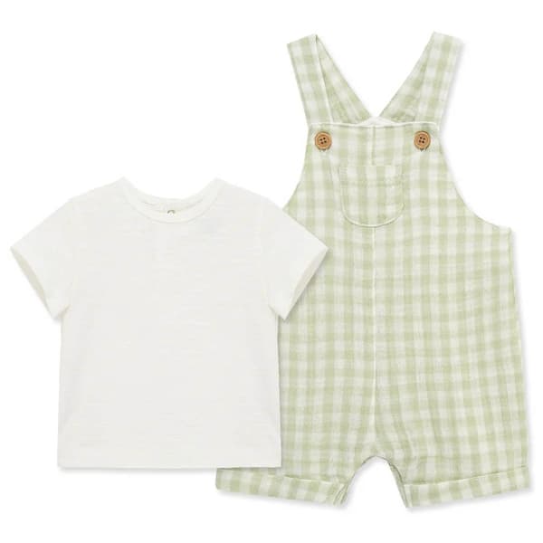 Baby Boy (3-12M) Little Me® Checkered Shortall Set