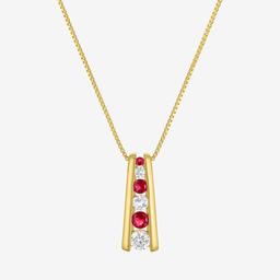 Gemstone Classics(tm) Lab Grown Ruby & Sapphire Ladder Pendant