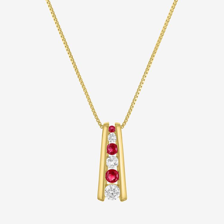 Gemstone Classics(tm) Lab Grown Ruby & Sapphire Ladder Pendant