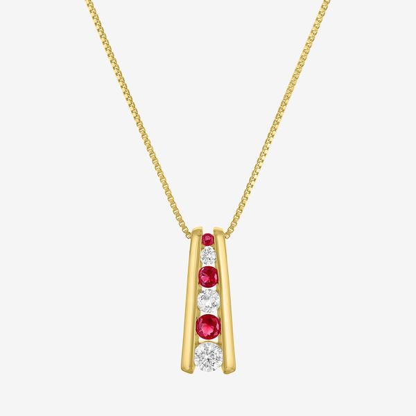 Gemstone Classics(tm) Lab Grown Ruby & Sapphire Ladder Pendant - image 