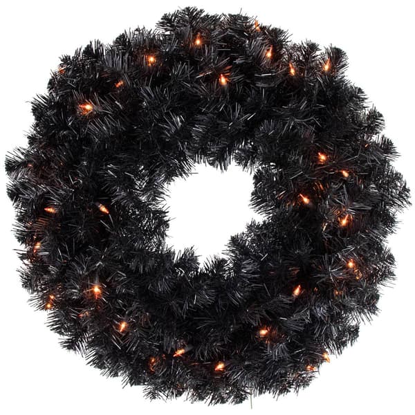 Northlight Seasonal Pre-Lit Spruce Artificial Halloween Wreath - image 