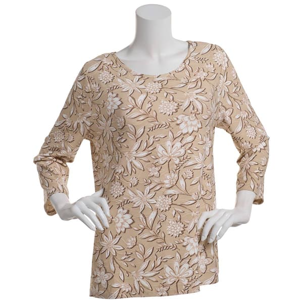 Womens Emily Daniels 3/4 Sleeve Outline Floral Jacquard Blouse