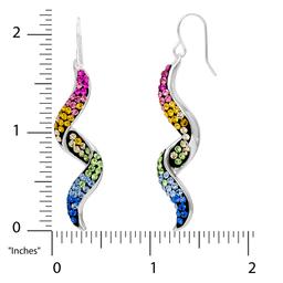 Brass Silver-Plate Corkscrew Multi-Crystal Dangle Earrings
