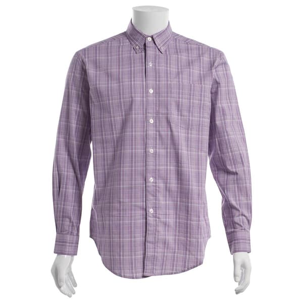 Mens Preswick & Moore® Regular Fit Plaid Dress Shirt - Purple