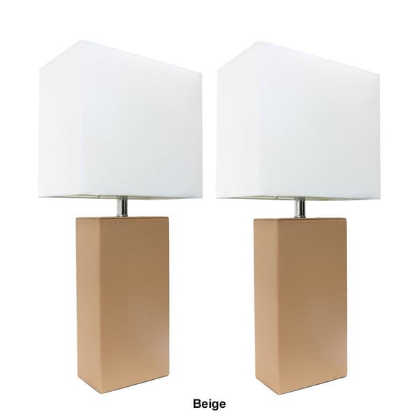 Elegant Designs&#8482; Modern Leather Table Lamps - Set of 2