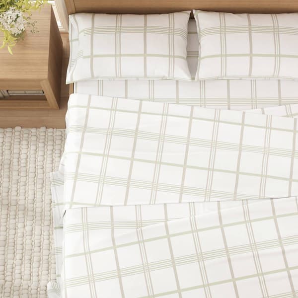 FreshFolds Belle Premium Plaid Cotton Flannel Sheet Set