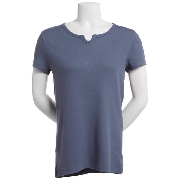 Petite Architect® Short Sleeve 2x2 Rib Split Neck Tee