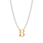 1928 16in. Gold-Tone B Initial Pearl Pendant - image 1