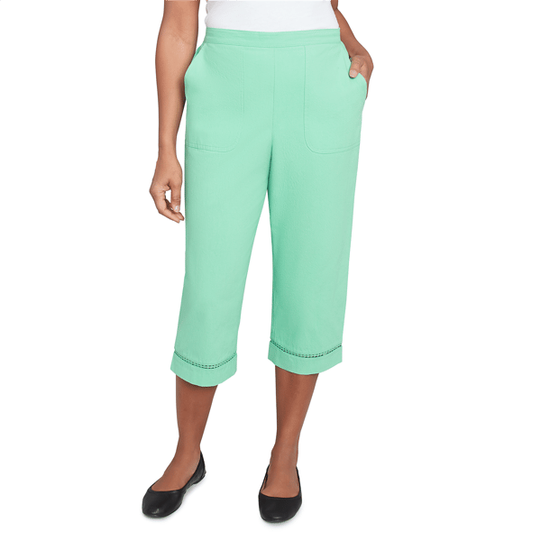 Petite Alfred Dunner Rise & Shine Lace Dotted Capri Pants - image 