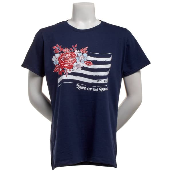 Womens Home of the Brave Flower Flag Tee - image 