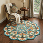 HomeRoots Blue & Orange Medallion Area Rug - image 1