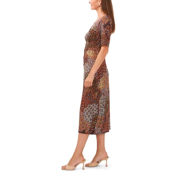 Womens MSK Long Sleeve V-Neck  Midi Dress