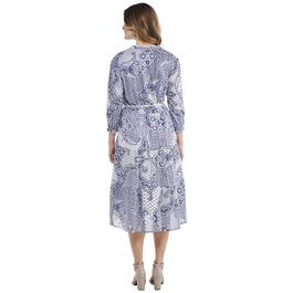 Womens Mlle Gabrielle 3/4 Sleeve Print Cotton Tier Midi Dress