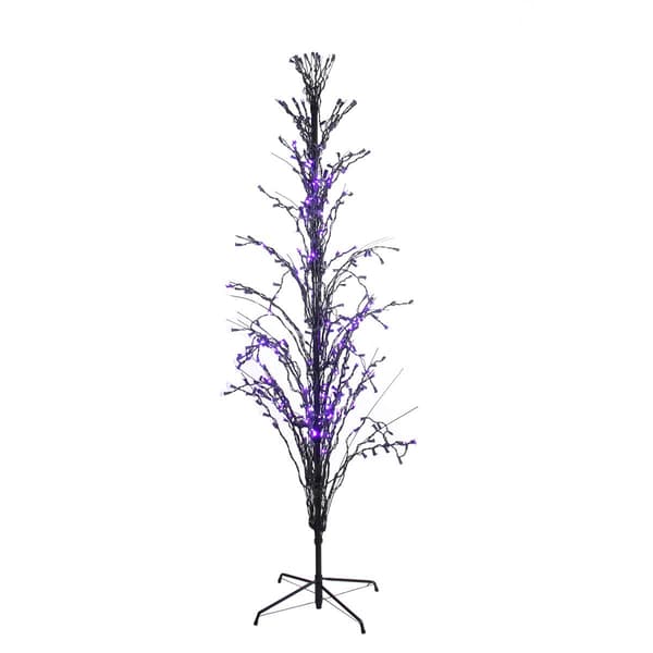 Northlight Seasonal 4ft. Halloween Purple Lights Black Tree - image 