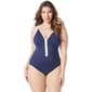Plus Size Beach House Plus Solid Racy Zip Once Piece Swimsuit - image 1