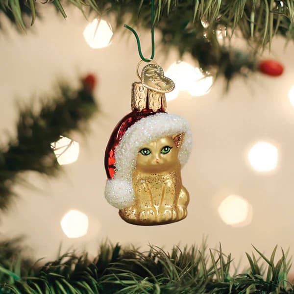 Old World Christmas Mini Santa Kitten Ornament - image 