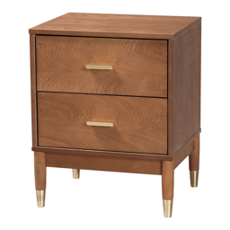 Baxton Studio Mandolin Mid-Century Ash Walnut Wood 2-Drawer Nigh