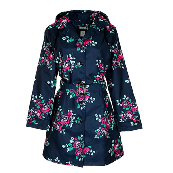 Womens Capelli Multi Floral Navy Trench Coat - image 