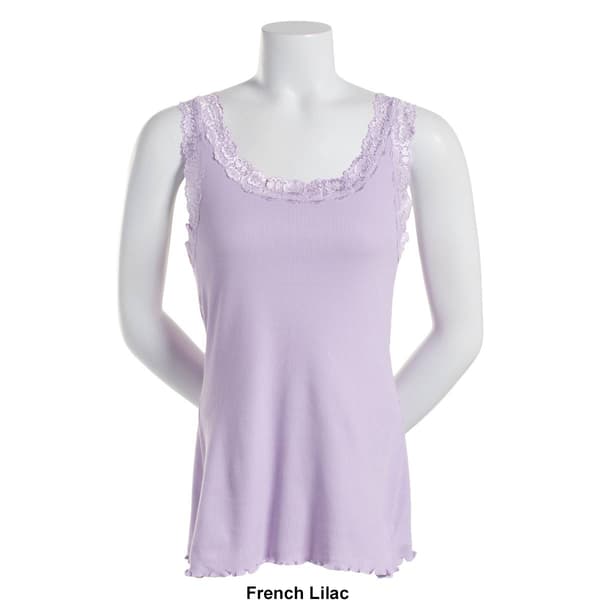 Plus Size French Laundry Lace Trim Ribbed Tank Top w/ Lettuce Hem
