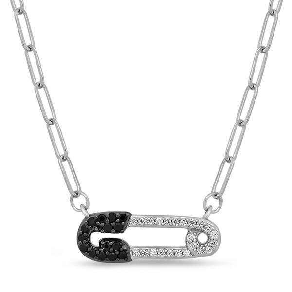 Enchanted Disney&#40;R&#41; Black & White Diamond Safety Pin Necklace - image 