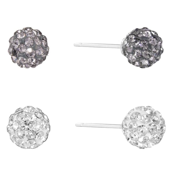 Athra 2pr. 6mm Silver Plated Crystal Stud Earrings Set - image 