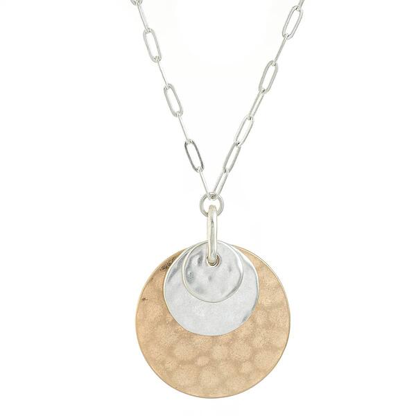 Bella Uno Two-Tone Hammered Pendant Necklace - image 