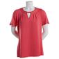 Petite Notations Short Sleeve Keyhole Basic Knit Blouse - image 1