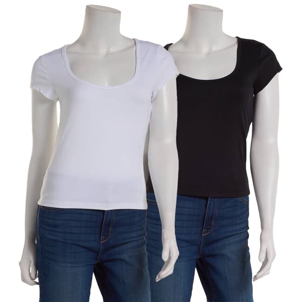 Juniors Urban Rebel 2pk. Nylon Jersey Scoop Neck Cap Sleeve Tees