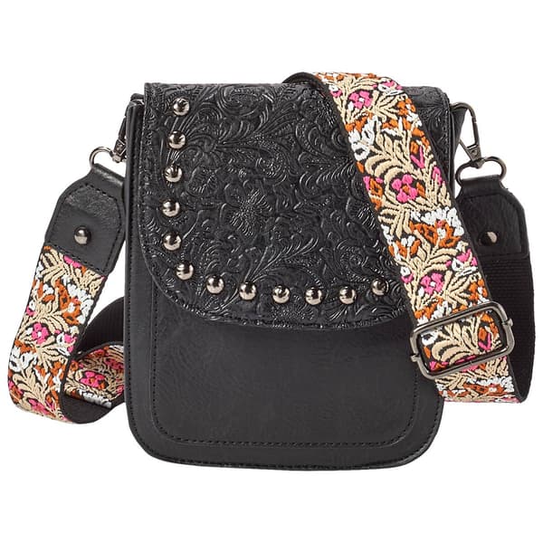 Sam & Hadley Guitar Strap Embossed Studded Crossbody
