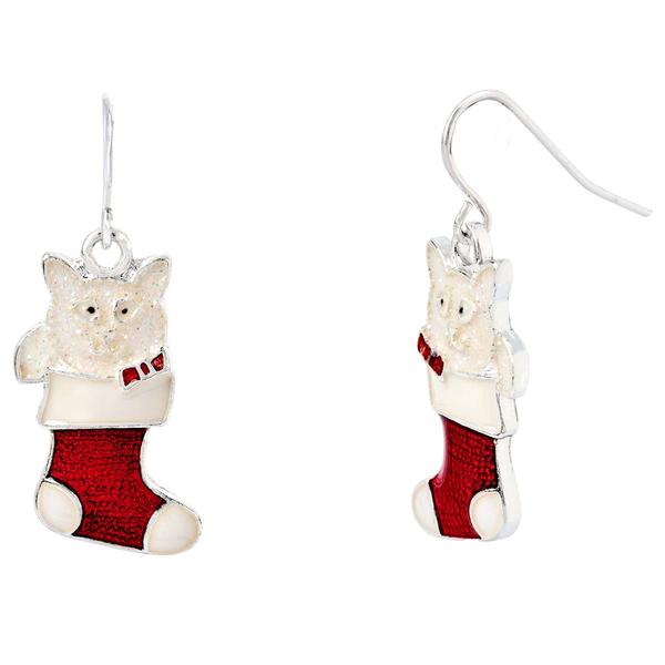 CZ Christmas Tree Fishhook Earrings - image 