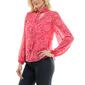 Womens Nicole Miller Tie Neck Button Front Butterfly Blouse - image 2