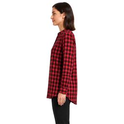 Womens Zac & Rachel Long Sleeve Half Button Down Plaid Blouse