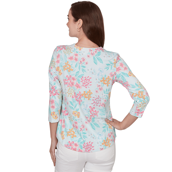 Petite Ruby Rd. Renaissance Romance Blooming Floral Blouse - image 