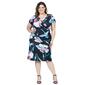 Plus Size 24/7 Comfort Apparel Floral Knee Length Faux Wrap Dress - image 1