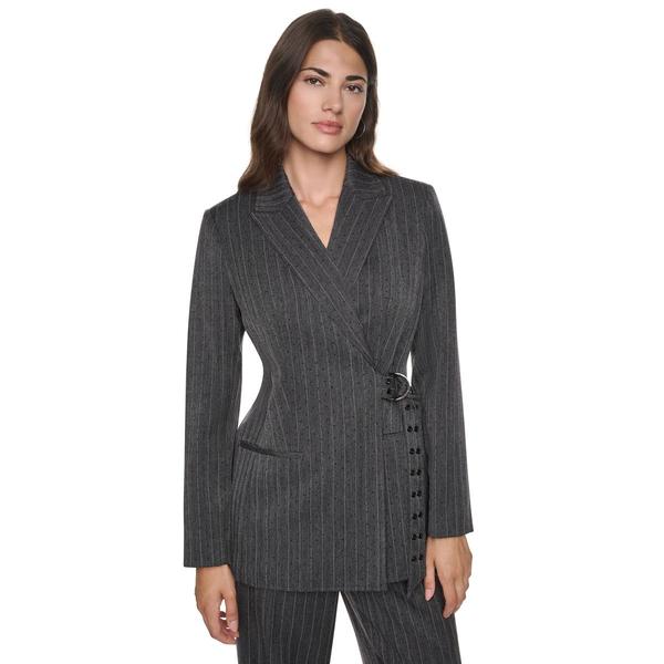 Womens DKNY Long Sleeve Sparkle Pinstripe Jacket With Cinched Be - image 