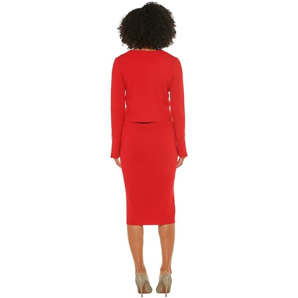 Womens Absolutely Famous Long Sleeve Sheath Dress with Cardigan