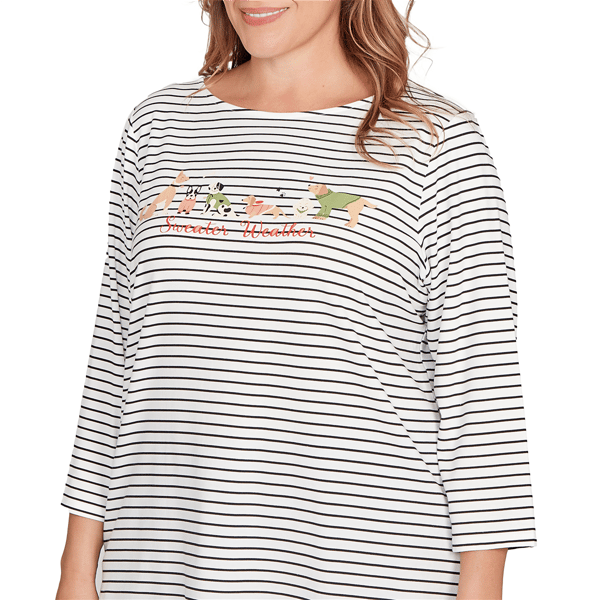 Plus Size Ruby Rd. Must Haves II Holiday Dogs Stripe Tee