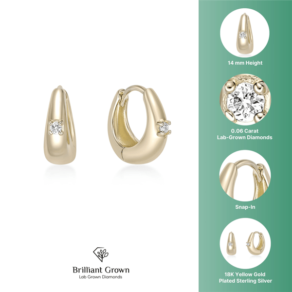 Brilliant Grown 18kt. Gold-Plated Lab-Grown Diamond Earrings