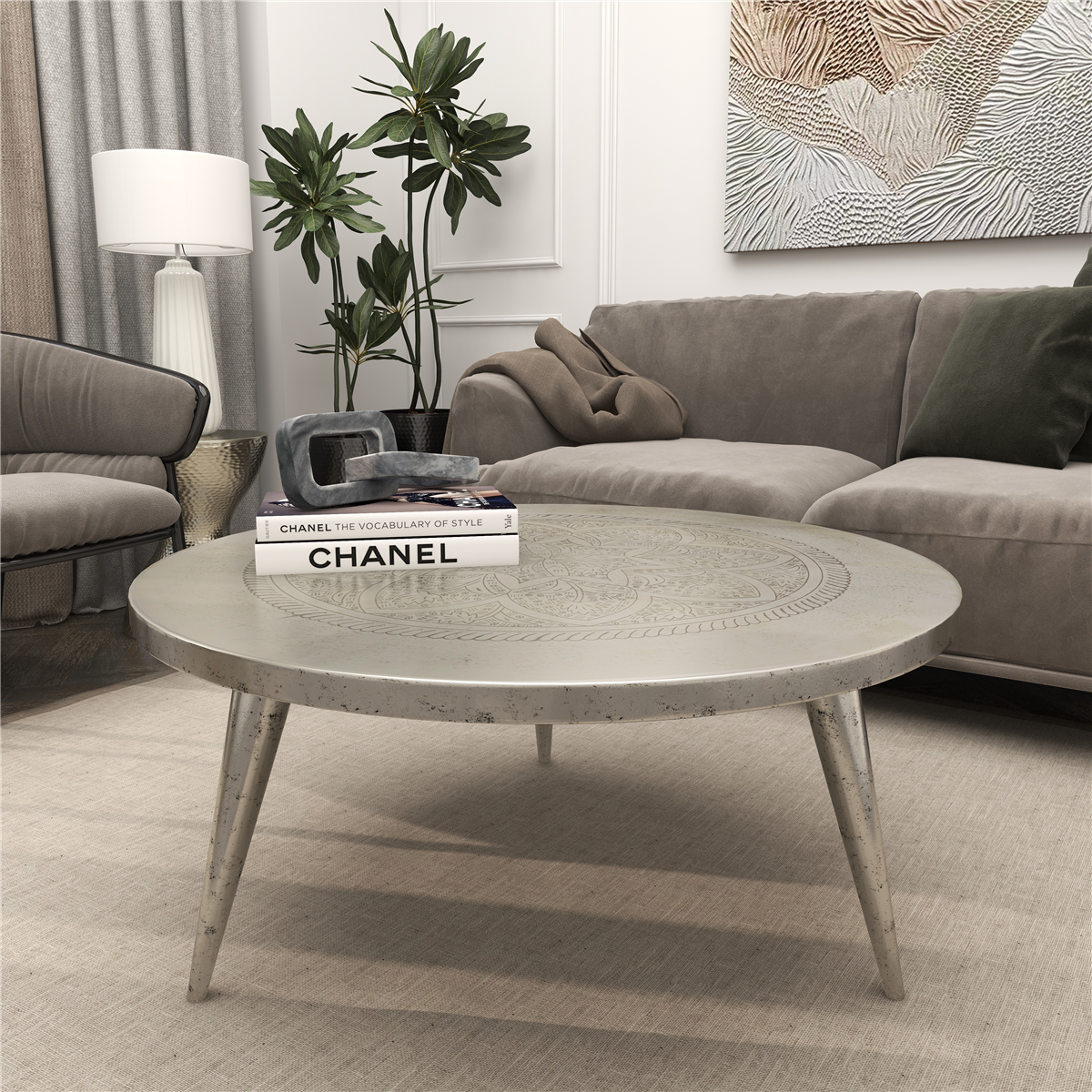 9th & Pike® Traditional Silver Aluminum Metal Coffee Table