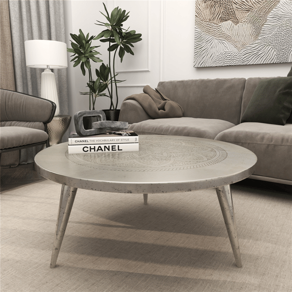 9th & Pike® Traditional Silver Aluminum Metal Coffee Table