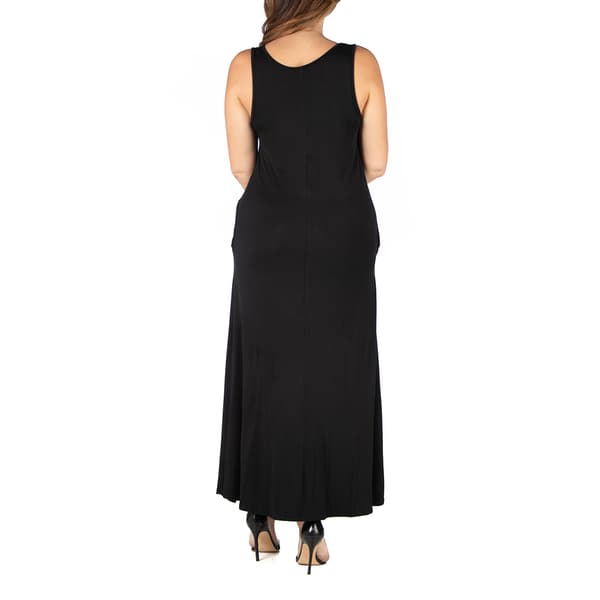 Plus Size 24/7 Comfort Apparel Sleeveless Maxi Dress with Pockets