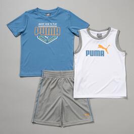 Boys &#40;4-7&#41; Puma 3pc. Muscle Tee & Shorts Set - Light Blue