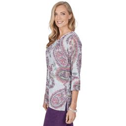 Womens Alfred Dunner Vail 3/4 Sleeve V-Neck Paisley Blouse