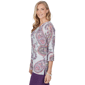 Womens Alfred Dunner Vail 3/4 Sleeve V-Neck Paisley Blouse - image 4