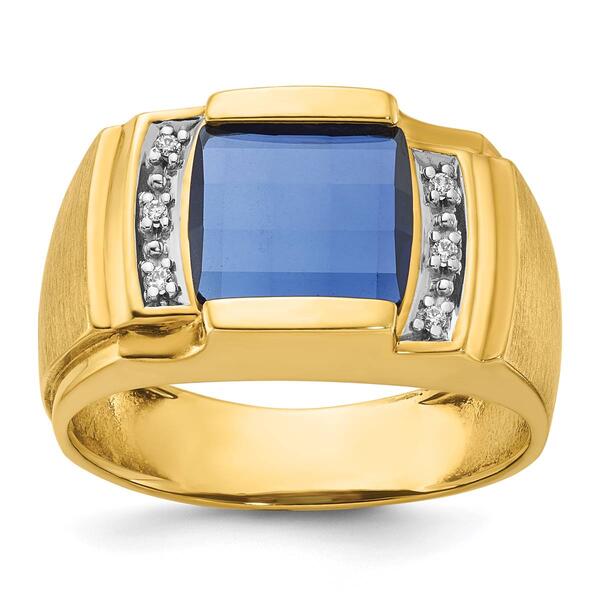 Mens Gentlemens Classics&#40;tm&#41; 14kt. Gold Center Sapphire Ring - image 