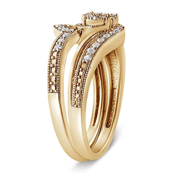 Haus of Brilliance Gold over Silver 1/3ctw. Diamond Bridal Set