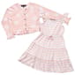 Girls &#40;7-16&#41; Three Pink Hearts Floral Cardigan & Stripe Dress - image 1