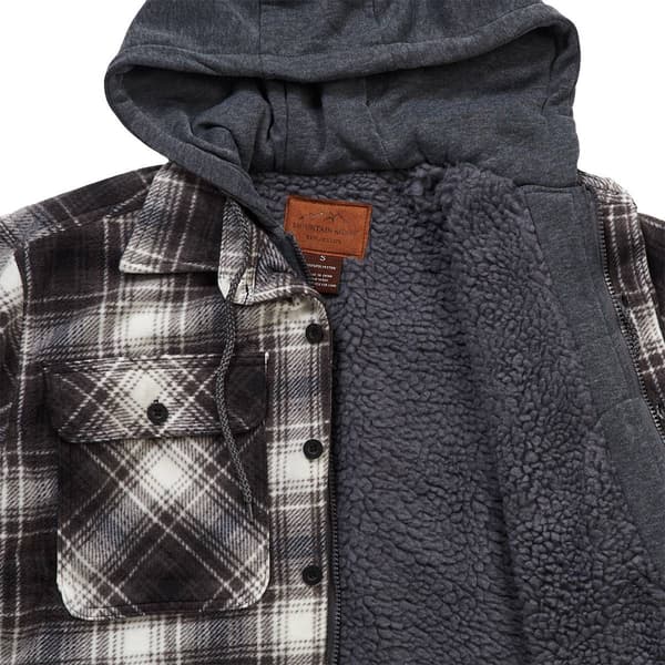 Mens Mountain Ridge Plaid Polar Fleece Jacket - Grey/White